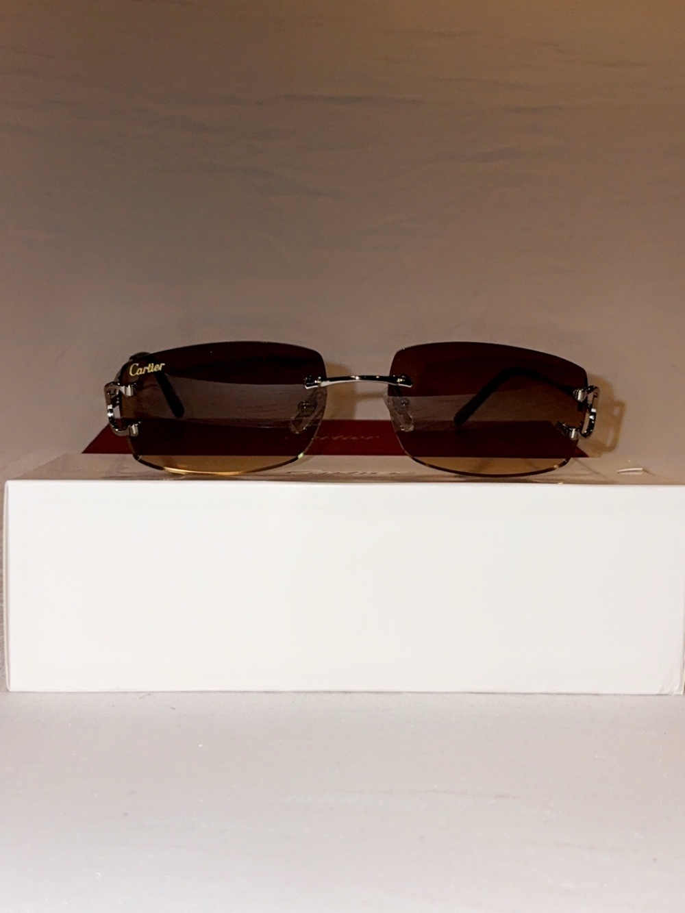 Cartier Men’s Rimless Sunglasses - Brown Gradient Lenses